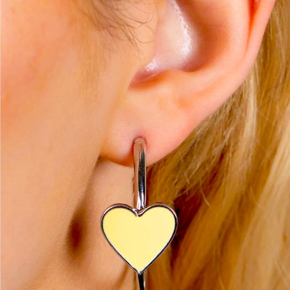 YELLOW HEART HOOP EARRINGS - Picture 1 of 2
